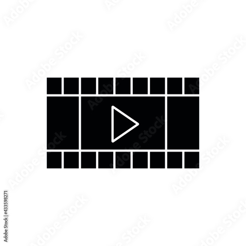Cinefilm glyph icon. Cinema. Movie. Vector isolated black illustration.