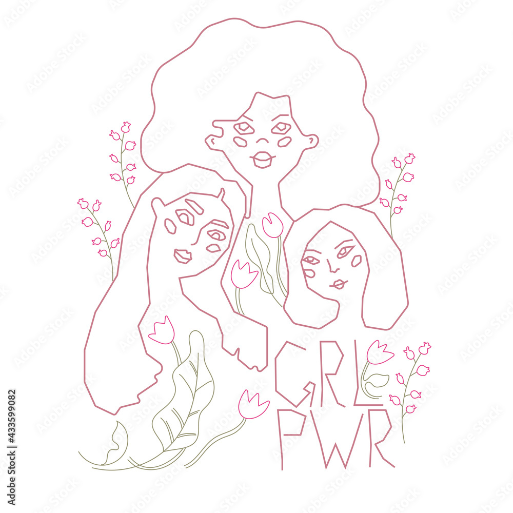Three different beautiful girls who are close to each other. They are happy and smiling. Girls power Three different beautiful girls who are close to each other. They are happy and smiling. Girls power
