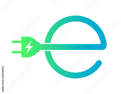 E plug electric icon, Power charging sign, Eco energy concept, Vector illustration