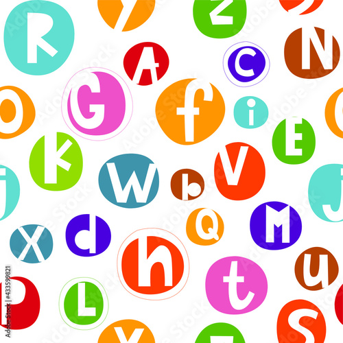 Seamless vector background. English alphabet. abc. Lettering. Multicolored letters. Education of children. Poster.