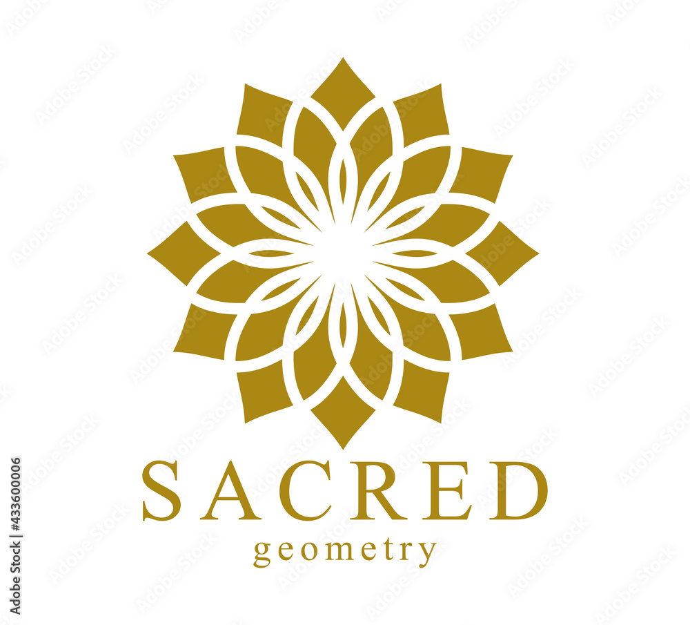 Flower of Life ancient symbol beautiful elegant vector logo or emblem ...