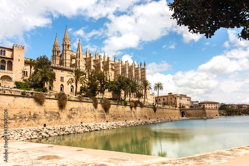 The gothic Cathedral and medieval La Seu in Palma de Mallorca islands  Spain