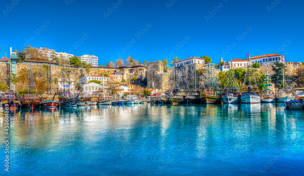 Antalya old harbour view. Harbour is populer tourist attraction in Antalya