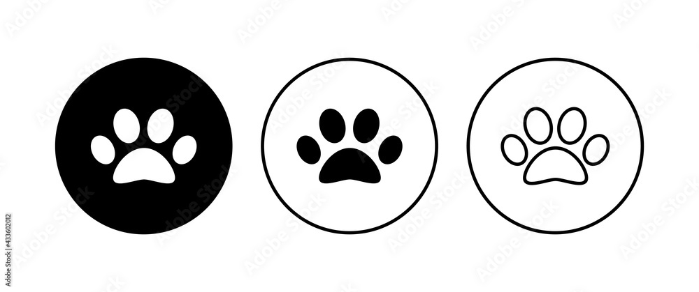 Paw icon set. paw print icon vector. dog or cat paw Paw icon set. paw print icon vector. dog or cat paw