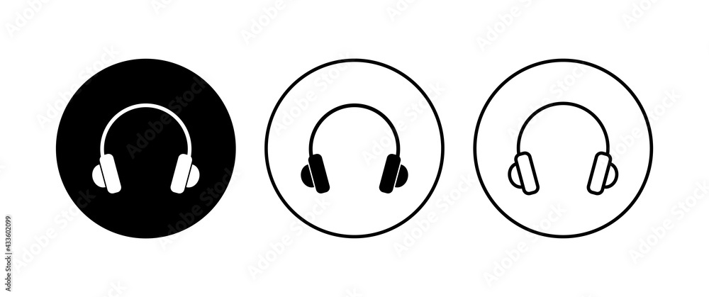 Headphone icon set. Headset icon symbols Headphone icon set. Headset icon symbols