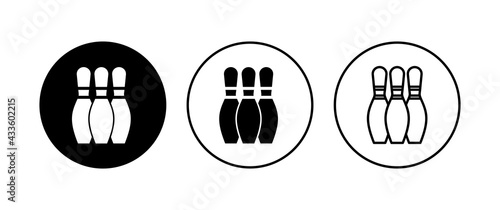 Bowling icon set. bowling ball and pin icon. bowling pins