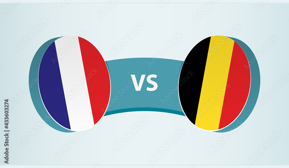 France versus Belgium, team sports competition concept. France versus Belgium, team sports competition concept.