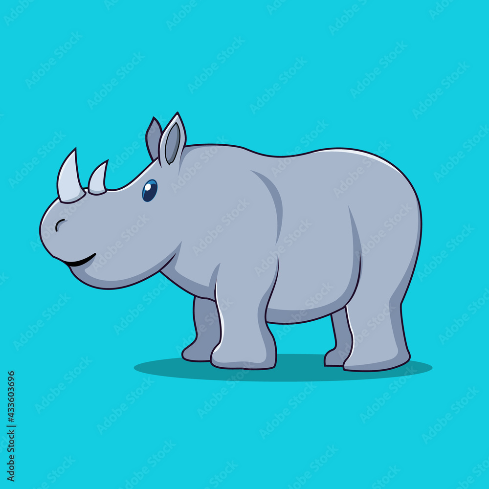 cute rhinoceros cartoon vector