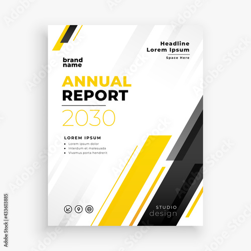 banr annual report brochure flyer in yellow theme