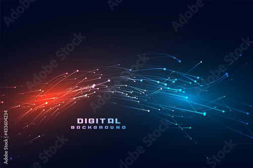 digital flowing particles technology background