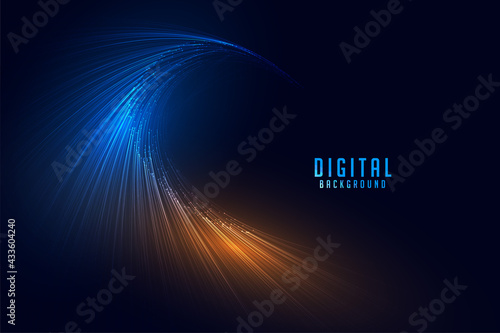 flowing digital particle lines technology background