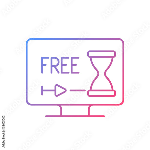Free trial option gradient linear vector icon. Free one month service. Limited, seven-day demo version. Thin line color symbols. Modern style pictogram. Vector isolated outline drawing