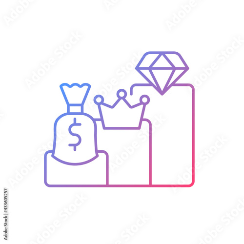 Subscription plans gradient linear vector icon. Paying recurring price for access to streaming library. Thin line color symbols. Modern style pictogram. Vector isolated outline drawing