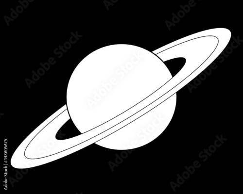 Saturn icon isolated on black background. Vector illustration.