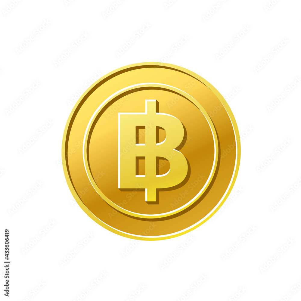 Coin icon. Thailand Baht symbol. Golden coin Coin icon. Thailand Baht symbol. Golden coin