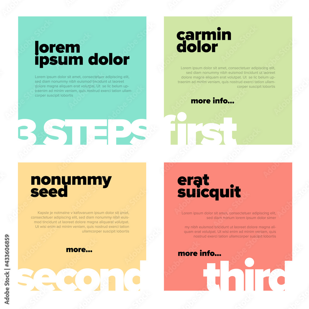 Color square infographic steps template