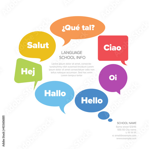 Concept image for promoting foreign languages in language school