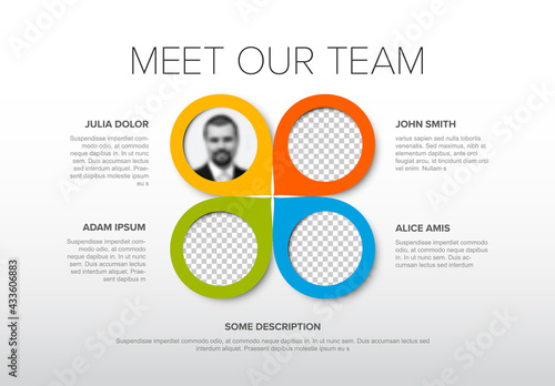 Our company team presentation template with four circle profiles