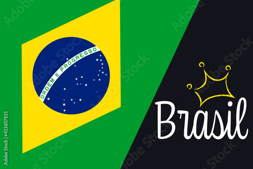 Brazil flag. Brasil Independence Day. Background with national country symbol.