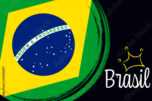 Brasil, flag of Brazil, banner with grunge brush