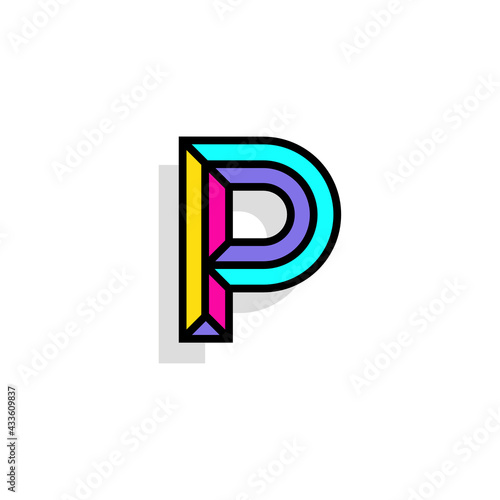 Colorful Vector Chisel Letter P