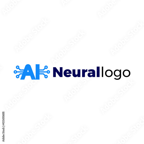 Vector Logo Artificial Intelligence Digital Circuit Horizontal