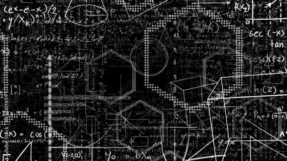 Animation of mathematical equations on black background Animation of mathematical equations on black background