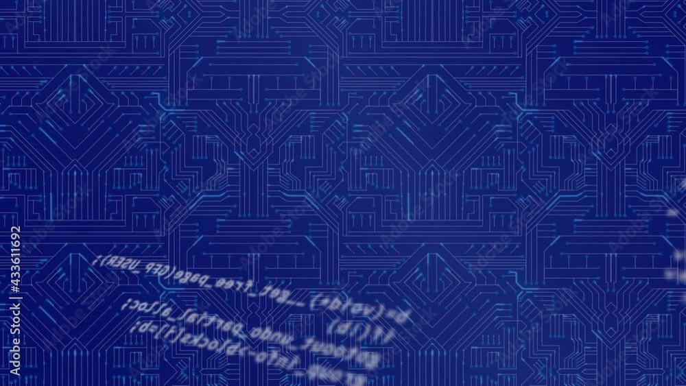 Animation of web of connections and data processing on blue background Animation of web of connections and data processing on blue background