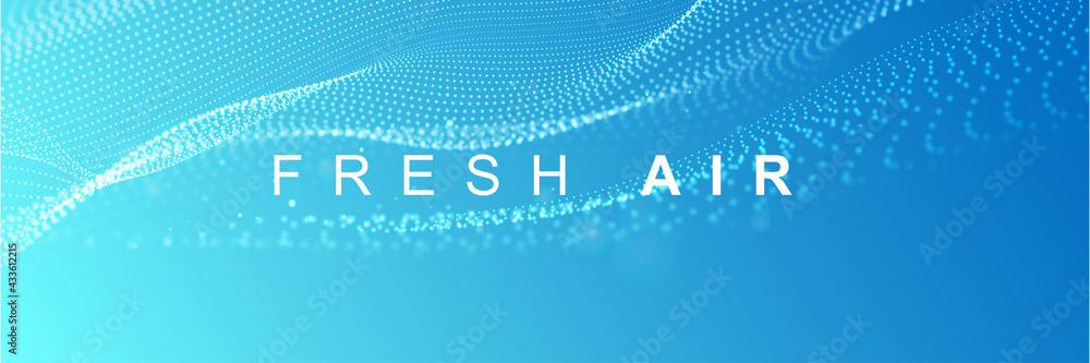 © Yuri Hoyda - Particle waves showing a stream of clean fresh air. Flowing particles with depth of field. Air flow. Vector illustration.