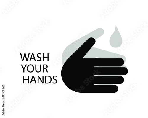 wash your hands sign isolated on a white background