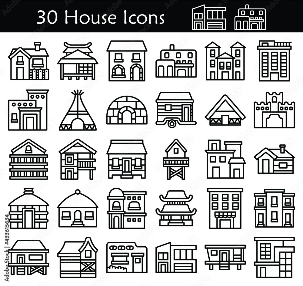 30 icon collection for houses