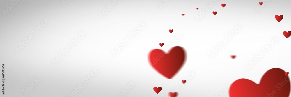 Composition of red hearts with copy space over grey background Composition of red hearts with copy space over grey background
