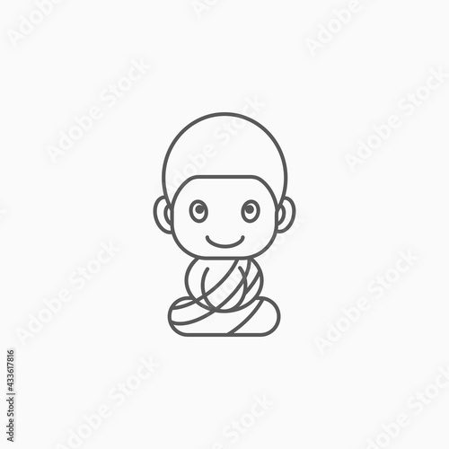 monk icon, buddhist monk vector