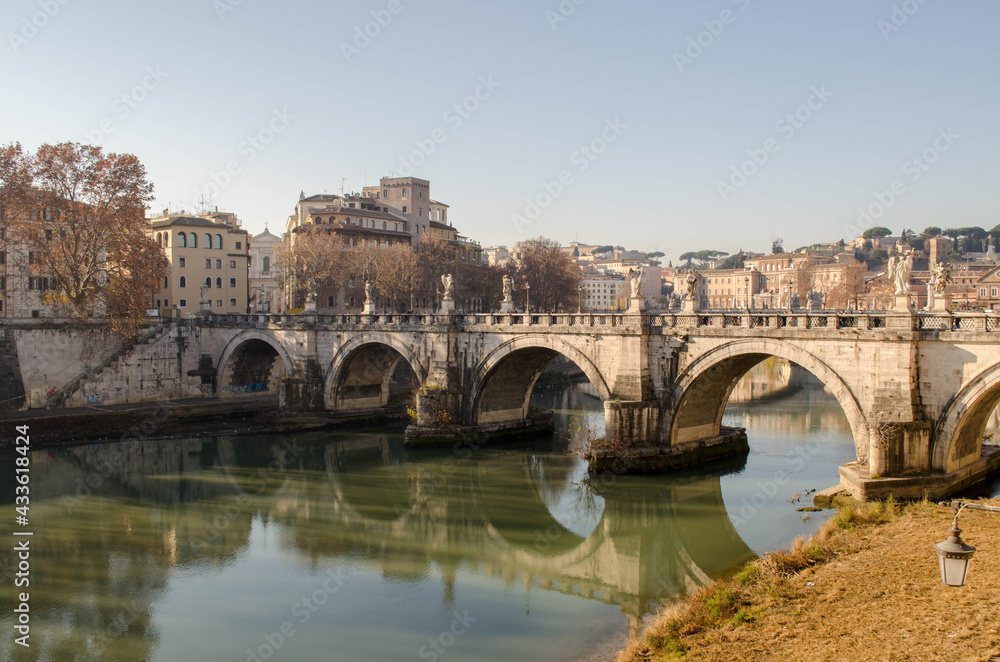 Bridge over Tiber river in Rome