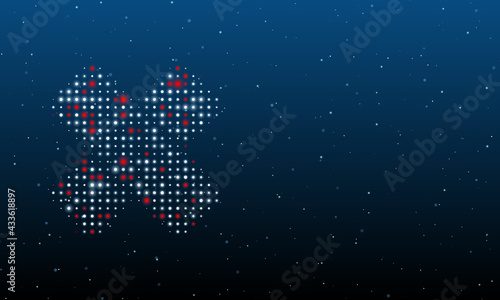 On the left is the adhesive plaster symbol filled with white dots. Background pattern from dots and circles of different shades. Vector illustration on blue background with stars