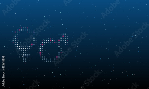 On the left is the gender symbol filled with white dots. Background pattern from dots and circles of different shades. Vector illustration on blue background with stars