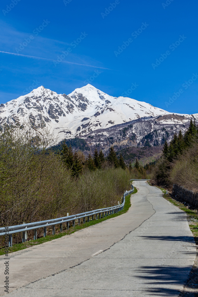Mount Tetnuldi rises above the Great Caucasian Range in the upper Svaneti