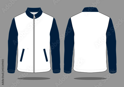 Two Tone Jacket White-Navy Blue Design Vector On Gray Background