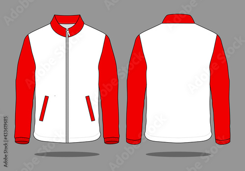 Two Tone Jacket White-Red Design Vector On Gray Background