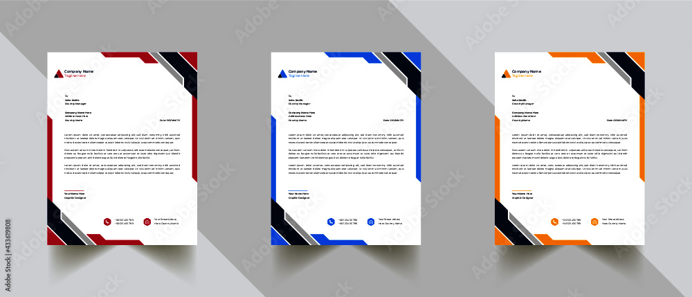 Modern And Clean Letterhead Design Template Business Style Professional Template Design Creative Business Letterhead Design Template for your business - obrazy, fototapety, plakaty 