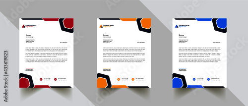Multipurpose corporate businesses template with a4 size. a stationery item with modern letterhead blue, red, and yellow
