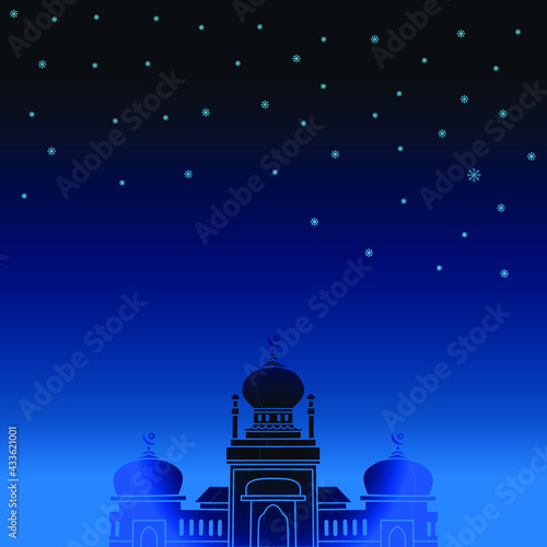 Isolated Muslim mosque flat design facade background. Flat Islamic colorful logo architectural objects. Abstract vector cartoon. Beautiful Muslim shrine icon illustration. Eastern cultural  landmark.