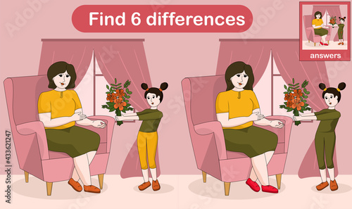 entertaining children's vector illustration mindfulness game find 6 differences