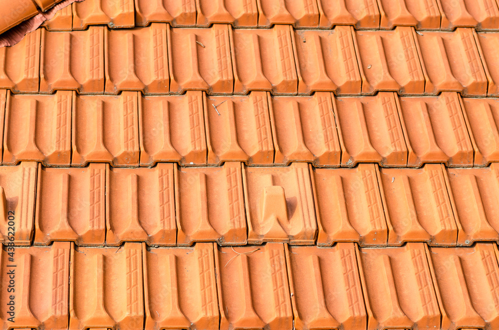 Building: detail of the roof, with multi-pitched roof, in tiles called Building: detail of the roof, with multi-pitched roof, in tiles called