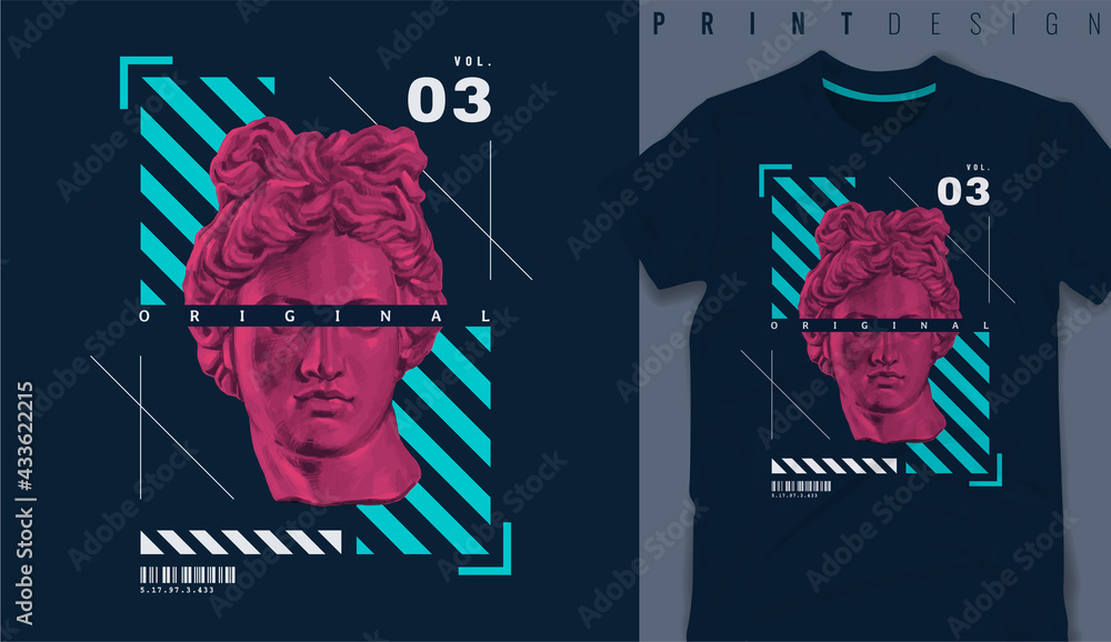 Graphic t-shirt design,typography slogan with antique statue ,vector illustration for t-shirt. - obrazy, fototapety, plakaty 
