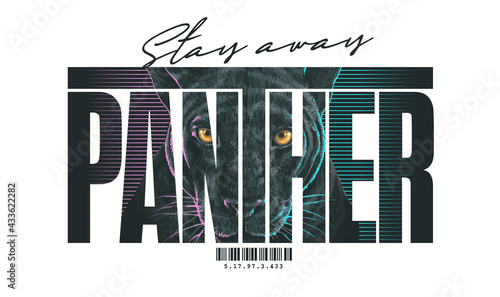 typography slogan with panther head,vector illustration for t-shirt. photo