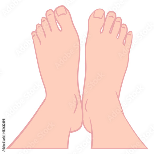 naked women feet from above. isolated, vector, comic.