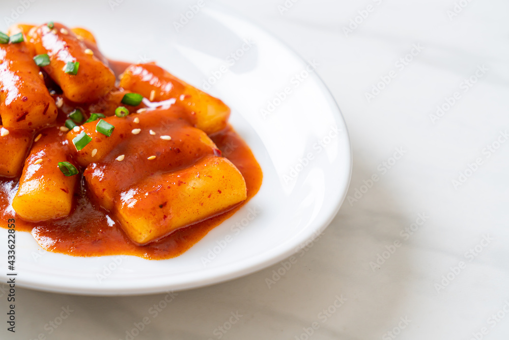 Korean rice cake stick in spicy sauce - Tteokbokki Korean rice cake stick in spicy sauce - Tteokbokki