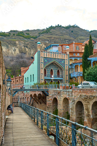 City landscape of Tbilisi. The area of old sulfur baths