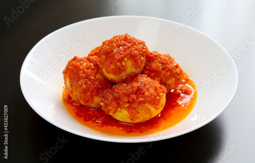 Indonesian Food - Telur Balado (Eggs with Spicy Chili Sauce)
